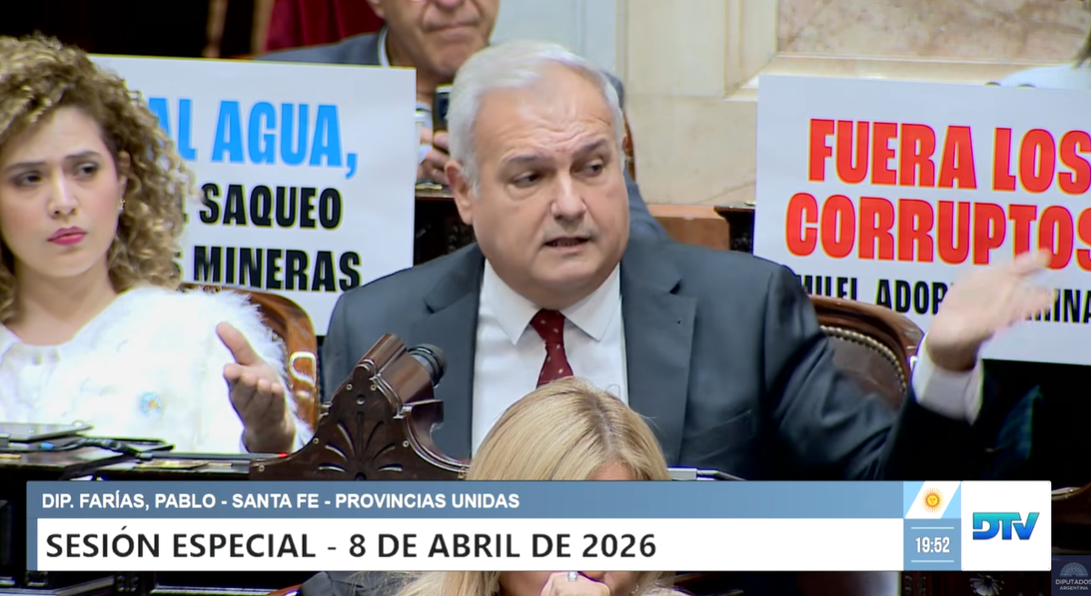 El diputado santafesino Pablo Frías, de Provincias Unidas, en la sesión por la reforma de la Ley de Glaciares (Foto: captura video).