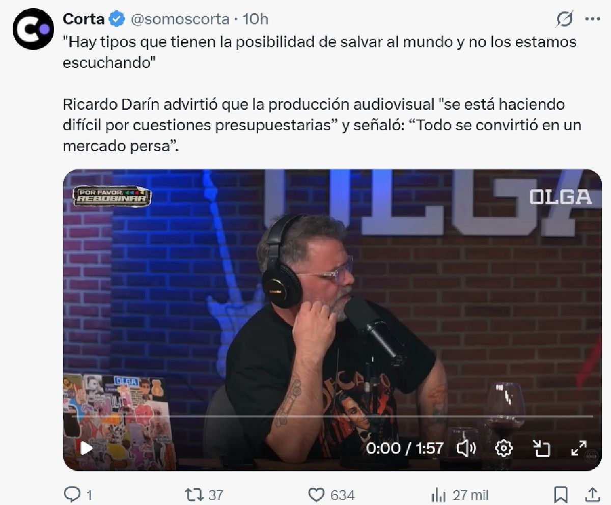 Ricardo Darín habló del difícil momento que atraviesa la cultura y el cine independiente. Ricardo Darín habló del difícil momento que atraviesa la cultura y el cine independiente.