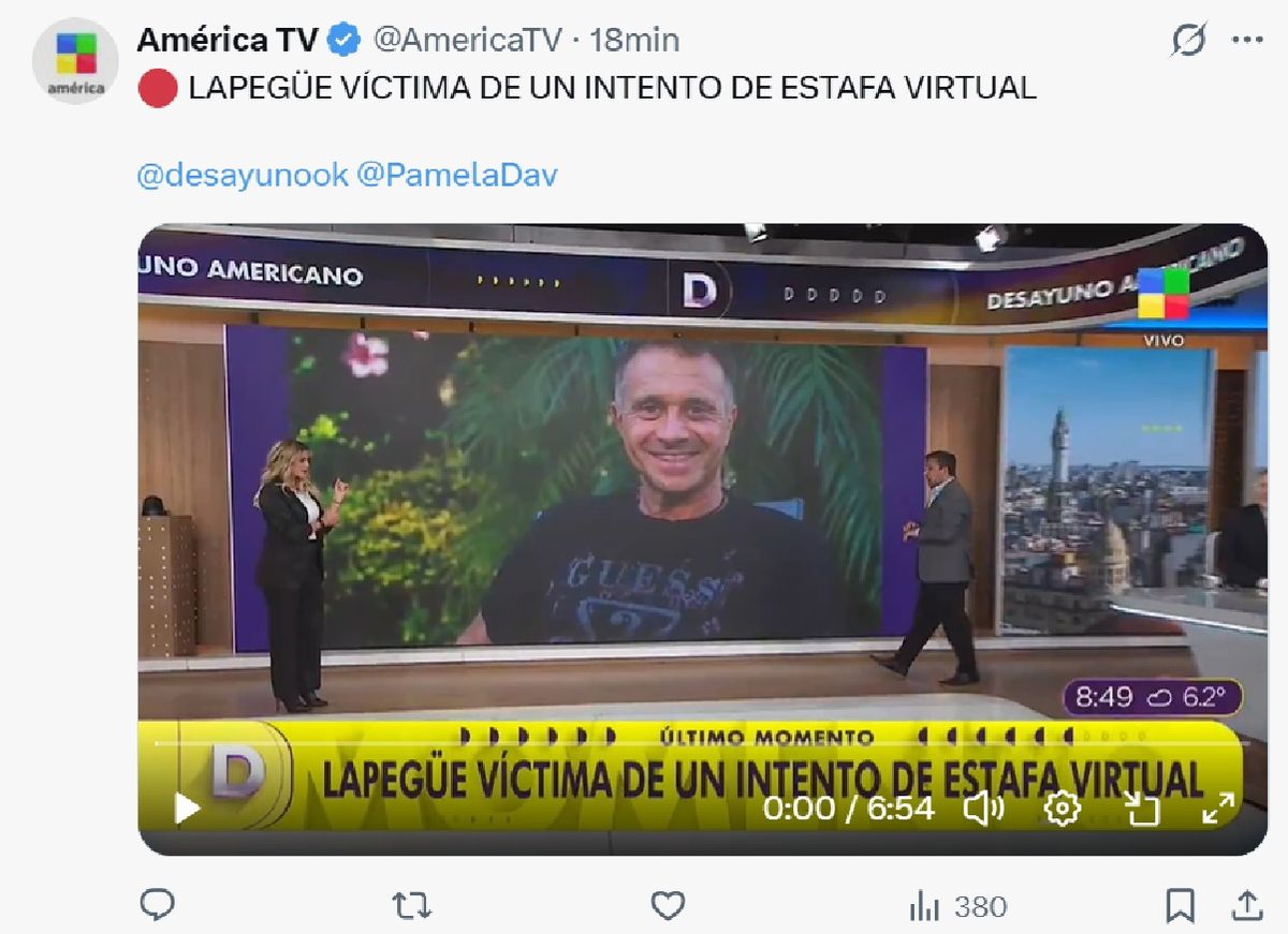 Sergio Lapegüe fue víctima de un intento de estafa.