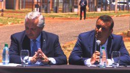 Alberto Fernández y el gobernador misionero Oscar Herrera Ahuad.&nbsp;