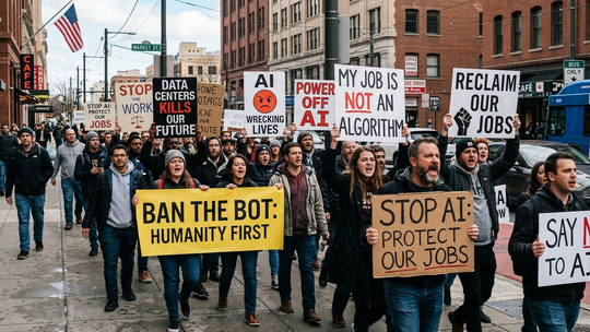 Protestas contra la IA crecen en Estados Unidos mientras aumentan los conflictos por centros de datos y consumo energético. Protestas contra la IA crecen en Estados Unidos mientras aumentan los conflictos por centros de datos y consumo energético.