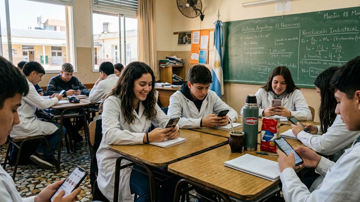 Los celulares en las aulas de Argentina.&nbsp;