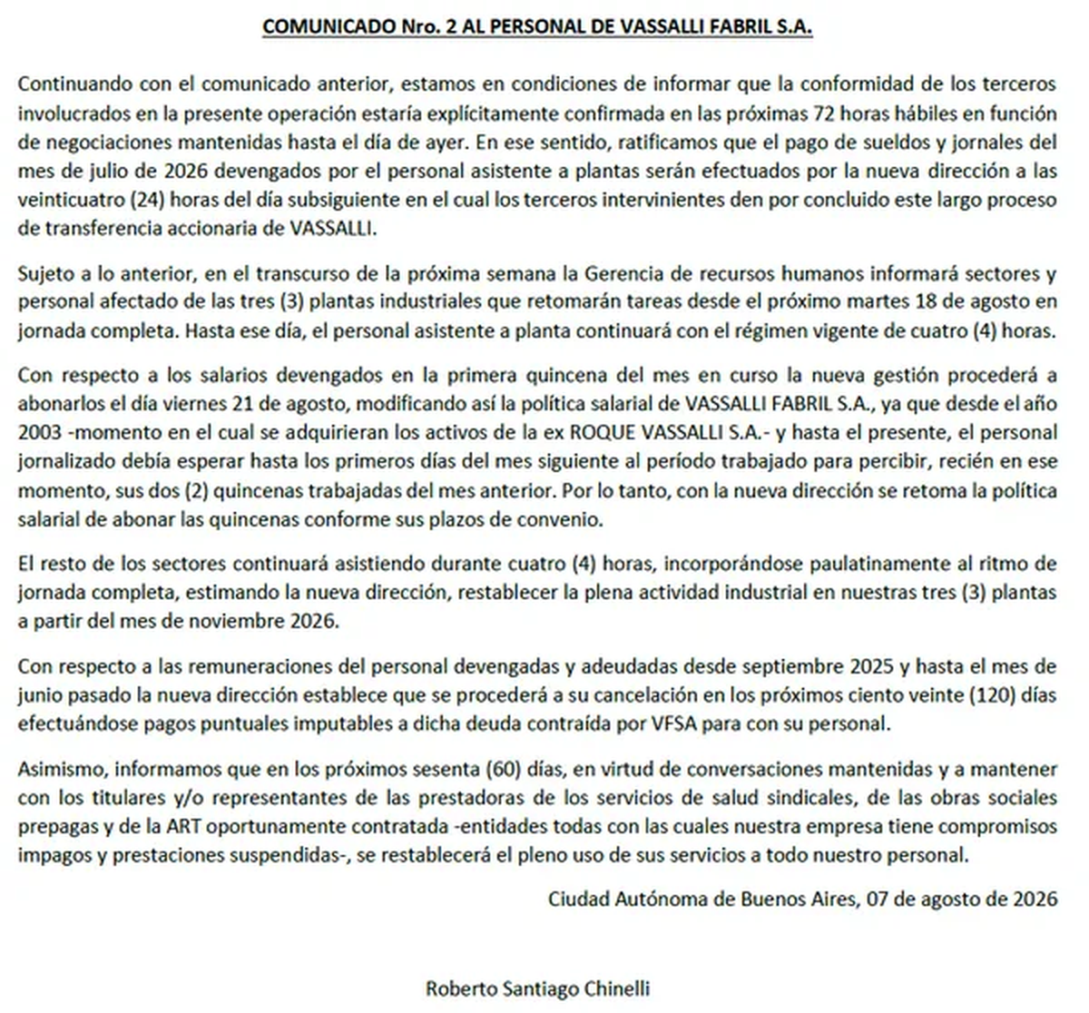 La nueva conducción informó que esta semana debe firmarse el traspaso. La nueva conducción informó que esta semana debe firmarse el traspaso.