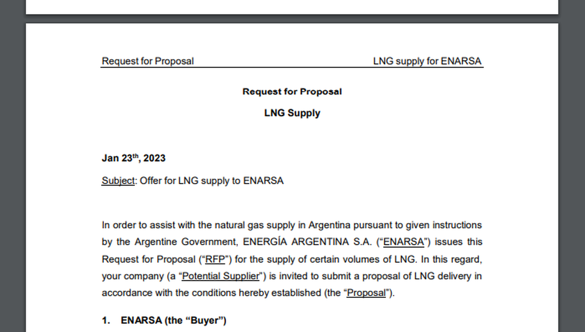 Los buques de GNL deberán arribar entre el 15 de marzo y el 5 de agosto, según el tender.