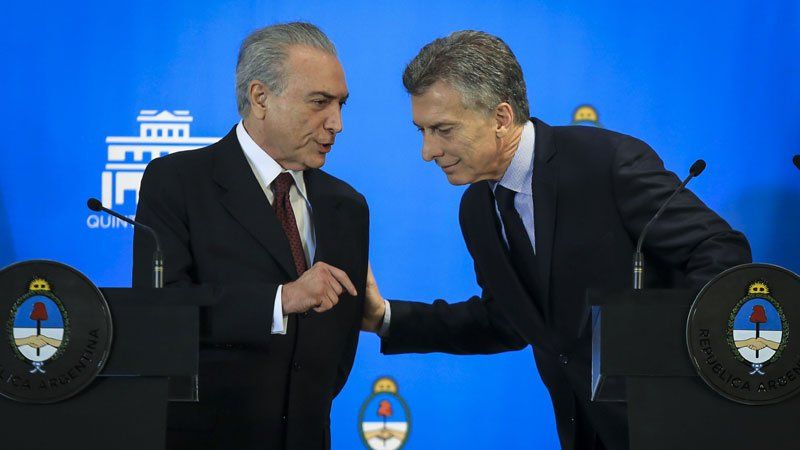 Macri y Temer en la conferencia de prensa en Olivos (Foto: NA).