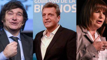 Sergio Massa, Javier Milei y Patricia Bullrich. Sergio Massa, Javier Milei y Patricia Bullrich.