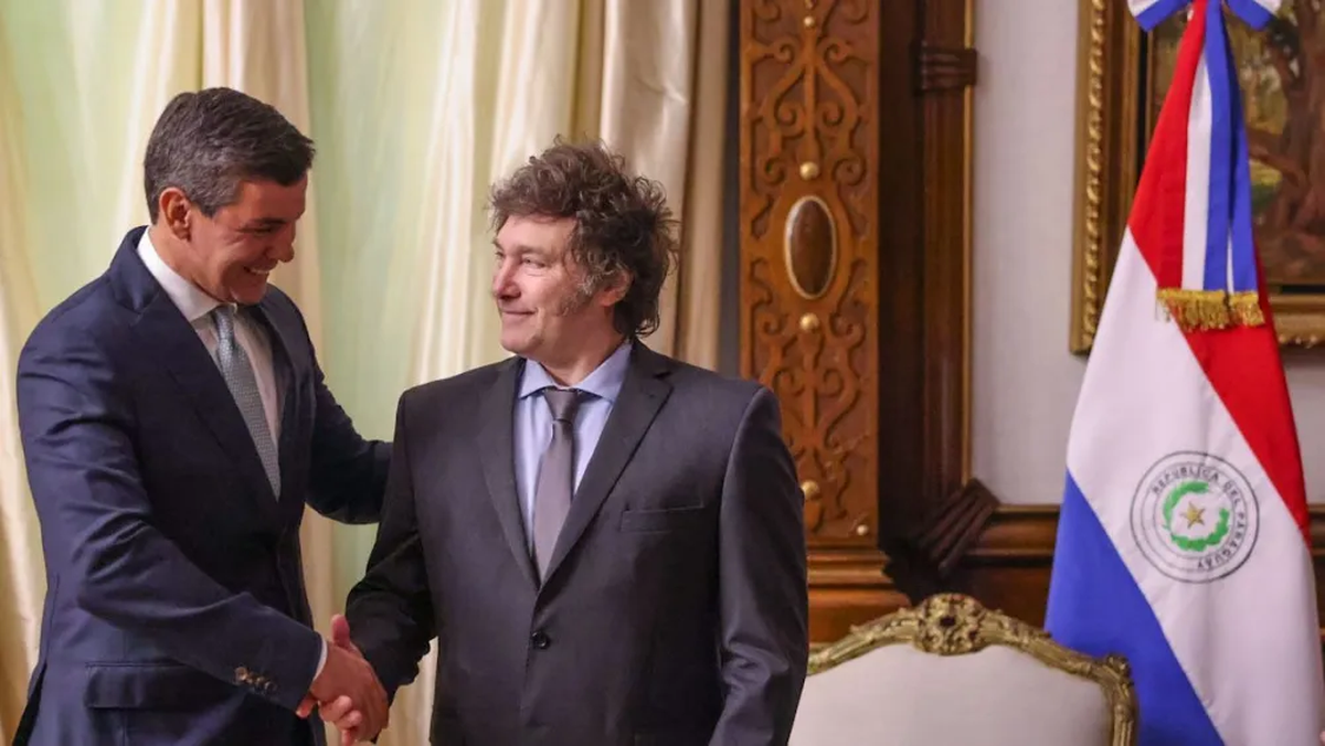 Santiago Peña con su par argentino Javier Milei, el único ausente en la Cumbre del Mercosur en Asunción Santiago Peña con su par argentino Javier Milei, el único ausente en la Cumbre del Mercosur en Asunción