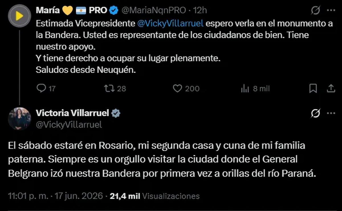 La confirmación de la vicepresidenta vía X. La confirmación de la vicepresidenta vía X. 