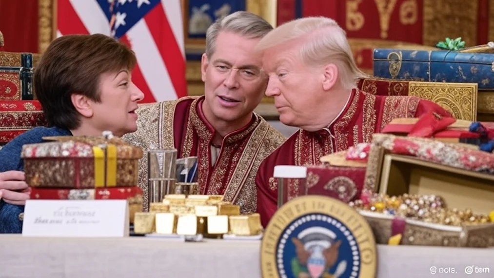 Ficción de xAI / Grok: Kristalina Georgieva, Scott Bessent y Donald Trump (los Reyes Magos no existen). Ficción de xAI / Grok: Kristalina Georgieva, Scott Bessent y Donald Trump (los Reyes Magos no existen).