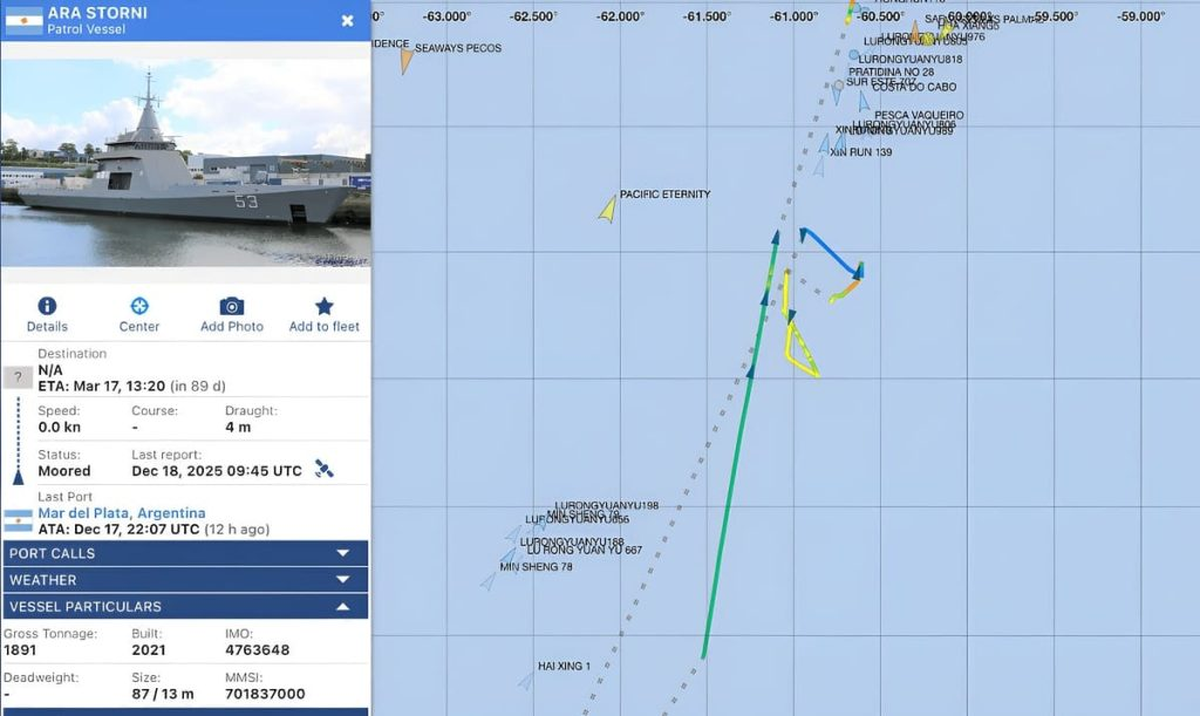 El 4 de diciembre, el patrullero oceánico ARA Almirante Storni, en coordinación con una aeronave P-3 Orion de la Aviación Naval, detectó un buque extranjero pescando dentro de la ZEE, pero pronto el caso fue desestimado... El 4 de diciembre, el patrullero oceánico ARA Almirante Storni, en coordinación con una aeronave P-3 Orion de la Aviación Naval, detectó un buque extranjero pescando dentro de la ZEE, pero pronto el caso fue desestimado...