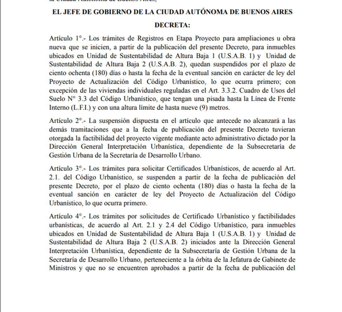 Borrador del decreto que se publicaría este 07/08 en el Boletín Oficial porteño. 