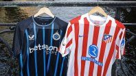 Las camisetas del Brujas y Atlético Madrid colgadas en uno de los puentes de los canales de Brujas. Se miden por Champions League. Las camisetas del Brujas y Atlético Madrid colgadas en uno de los puentes de los canales de Brujas. Se miden por Champions League.