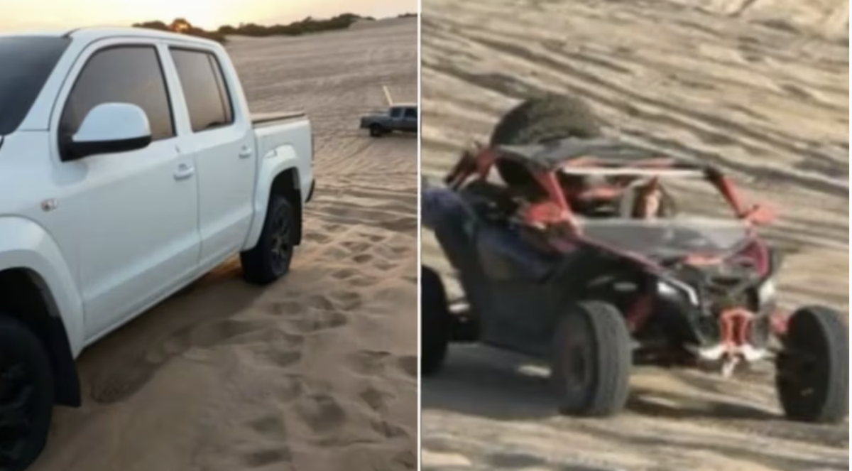 Los autos involucrados en uno de los tantos accidentes en las playas de Pinamar.