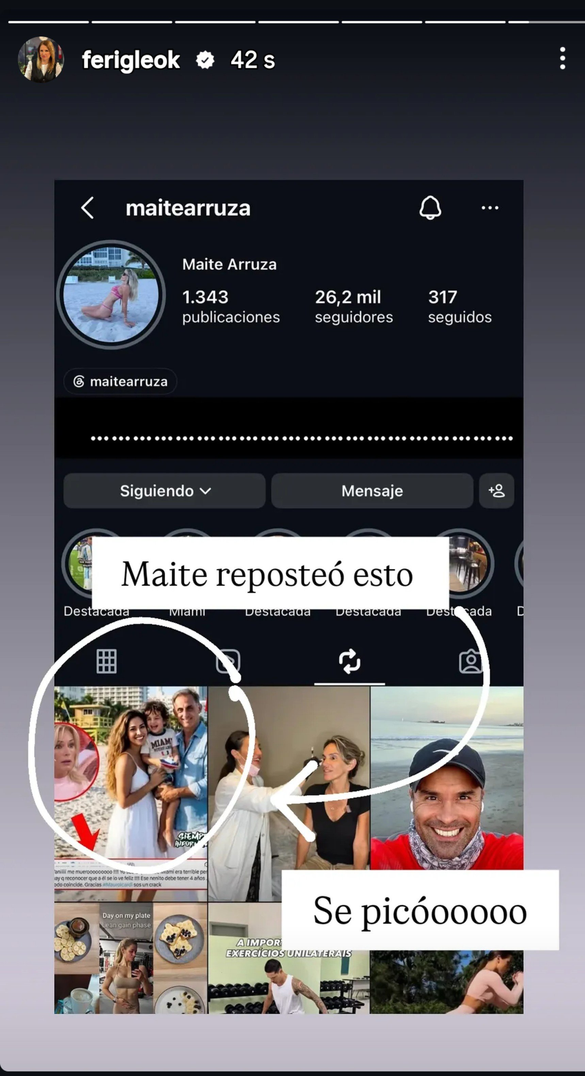 Maite Arruza reposteó una polémica imagen de Diego Latorre y luego aseguró que habían ingresado a sus cuentas. Foto: Instagram Maite Arruza reposteó una polémica imagen de Diego Latorre y luego aseguró que habían ingresado a sus cuentas. Foto: Instagram