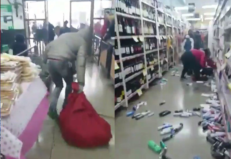 Imágenes del saqueo en un supermercado de la localidad chaqueña de Roque Saénz Peña (Foto: captura de video).