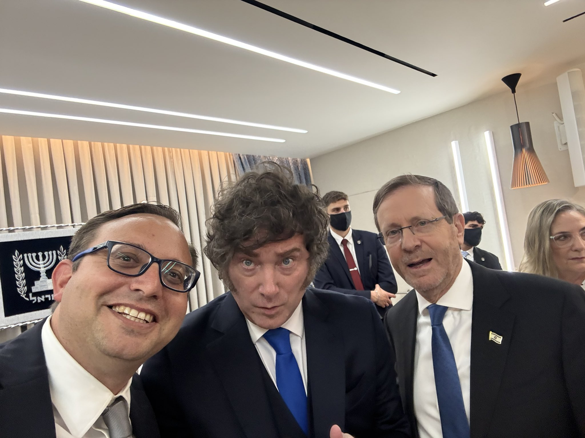 Javier Milei en Israel, junto a Isaac Herzog. Javier Milei en Israel, junto a Isaac Herzog. 
