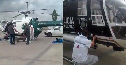 EL helicóptero de SAME ploteado.