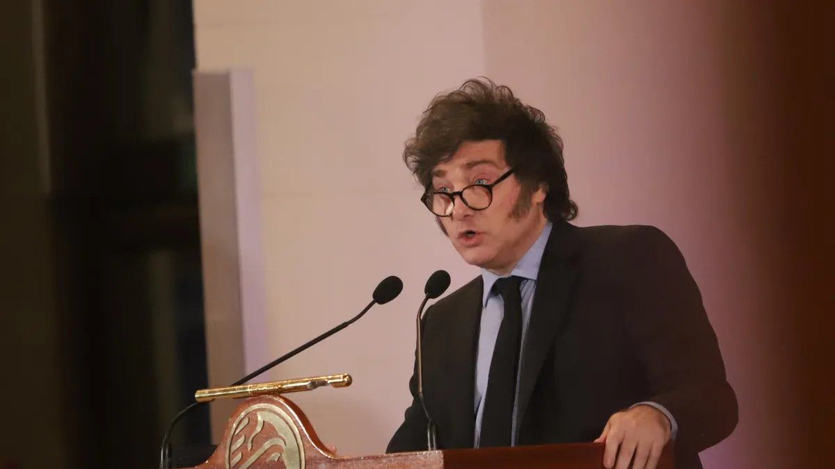 Javier Milei en la Bolsa de Comercio de Buenos Aires,