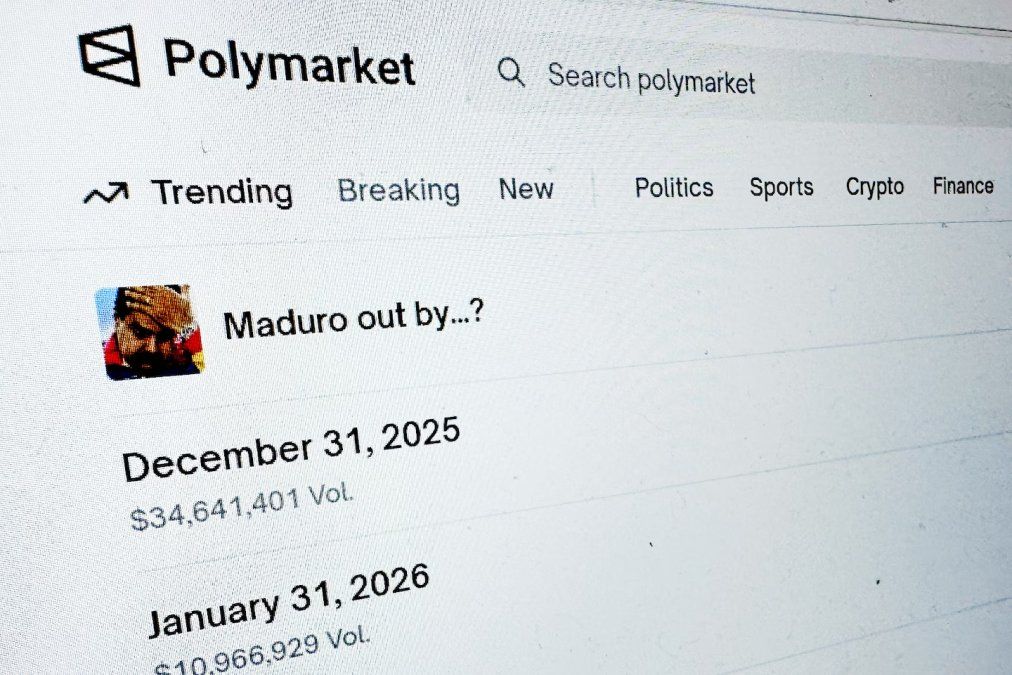 En enero, se muestra en la pantalla de un ordenador la página web del mercado de predicciones Polymarket. En enero, se muestra en la pantalla de un ordenador la página web del mercado de predicciones Polymarket.