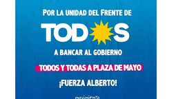 La convocatoria del Movimiento Evita a marcha en apoyo de Alberto Fernández