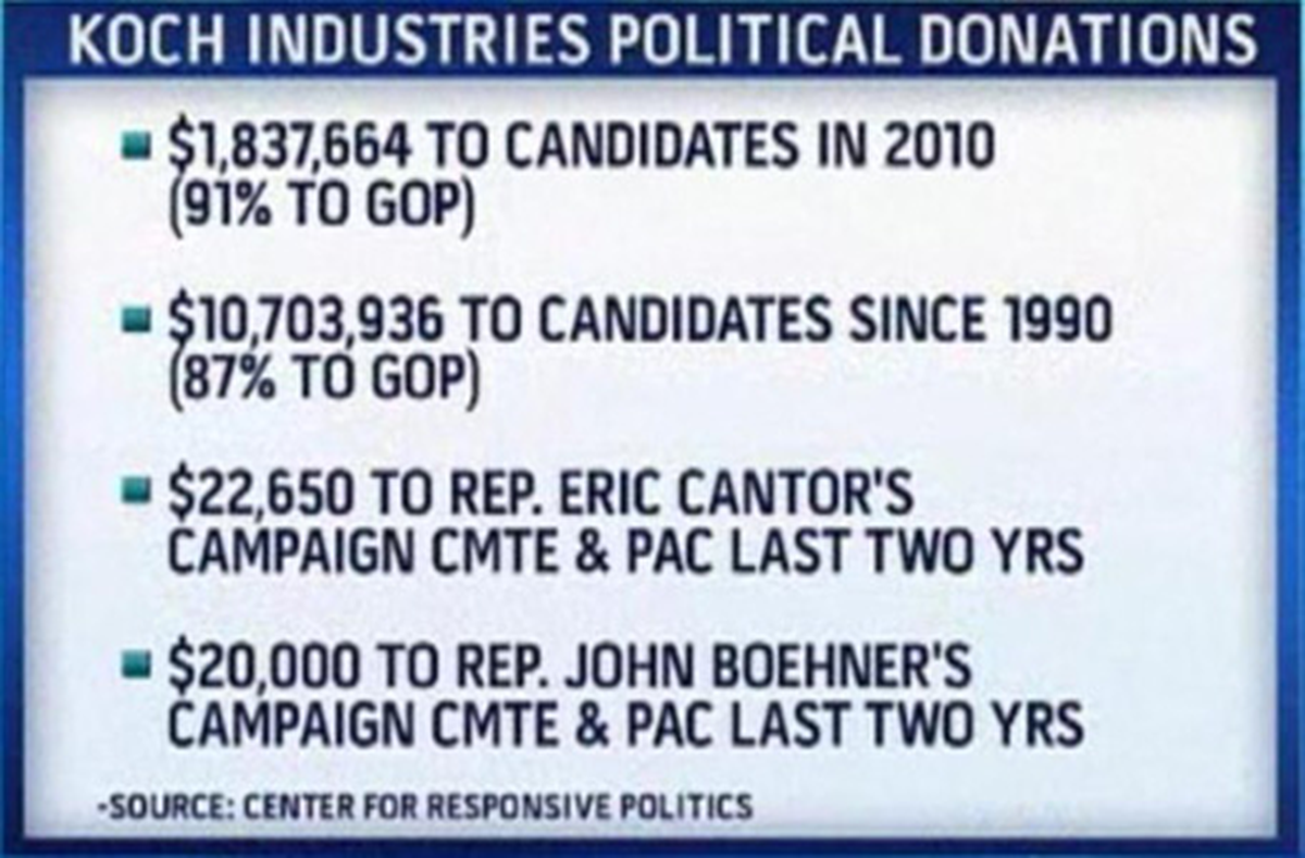 Además de apoyar varias causas y organizaciones que coincidieran con su línea de pensamiento, los hermanos Koch también incursionaron en política, financiando campañas de candidatos derechistas.