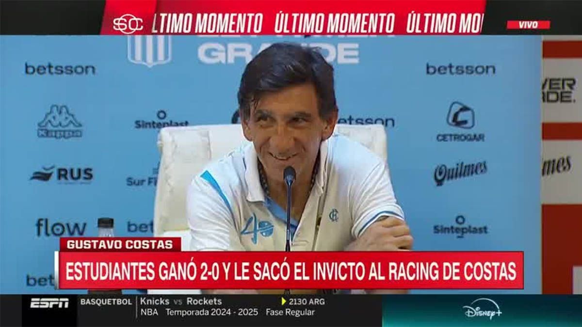GustavoCostas mantuvo un fuerte cruce con un periodista tras la caída de Racing anteEstudiantes de La Plata 2-0: “Saldrán a matarnos”. (Foto: Captura de TV)