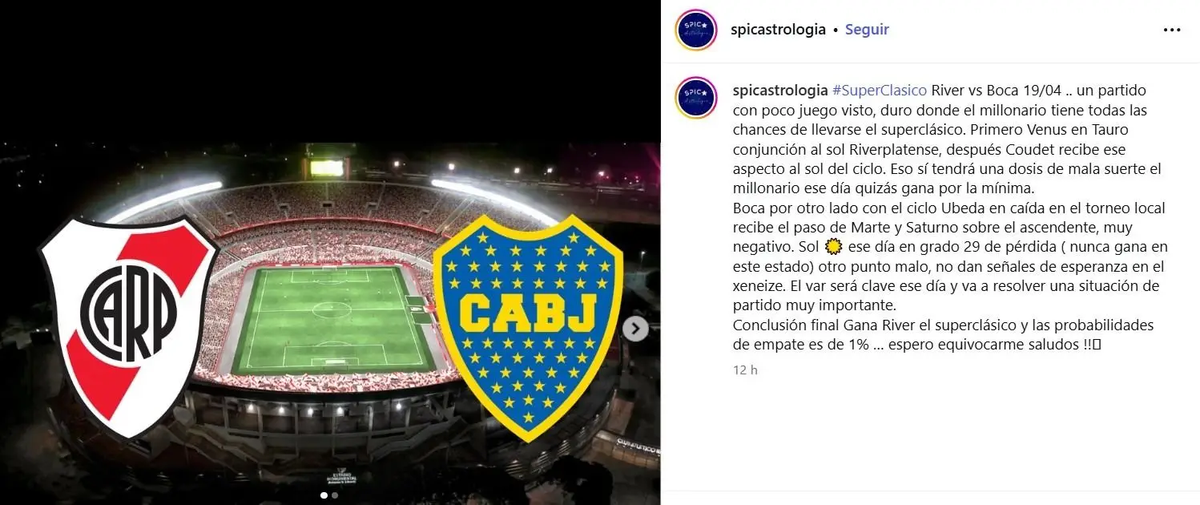Los astrólogos anticiparon el resultado del Superclásico entre River y Boca: "Gana..." Los astrólogos anticiparon el resultado del Superclásico entre River y Boca: "Gana..."