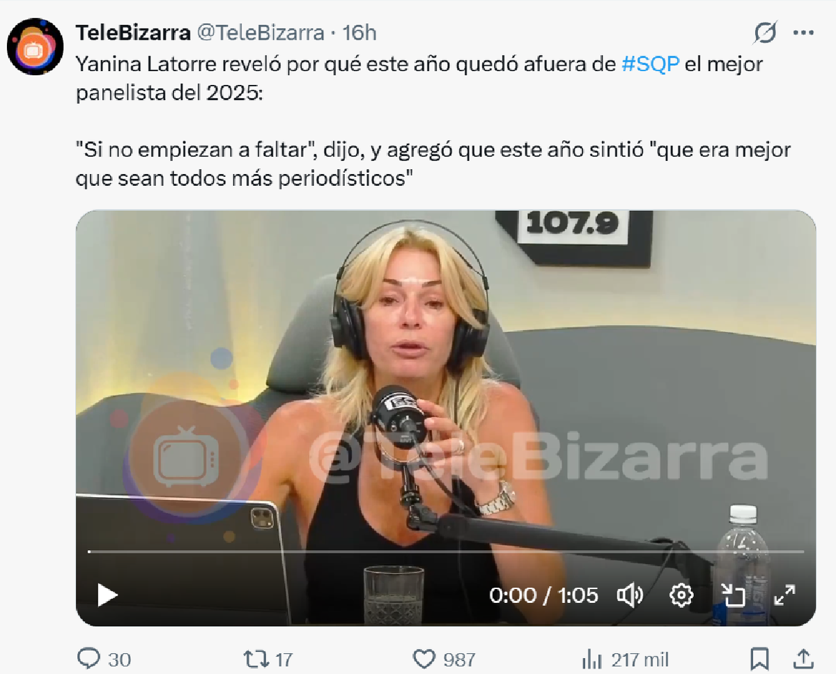 Yanina Latorre aprovechó el aire en El Observar para hablar los cambios de panelistas en su programa televisivo. Yanina Latorre aprovechó el aire en El Observar para hablar los cambios de panelistas en su programa televisivo.