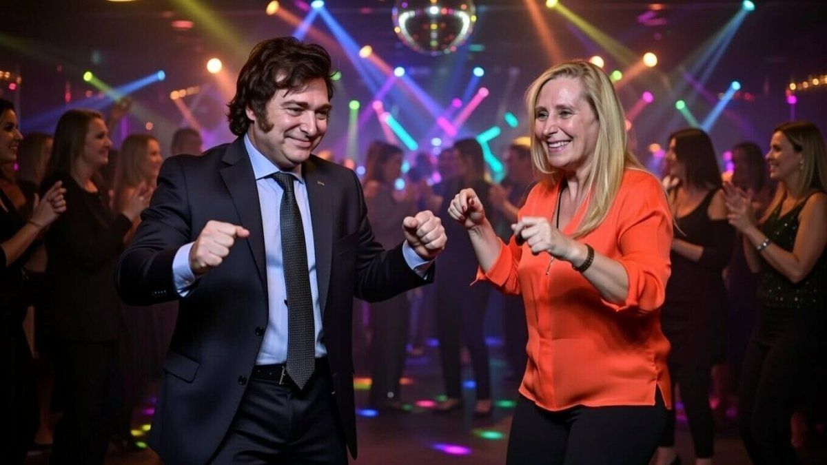 Javier Milei y su hermana Karina bailando, según Grok.