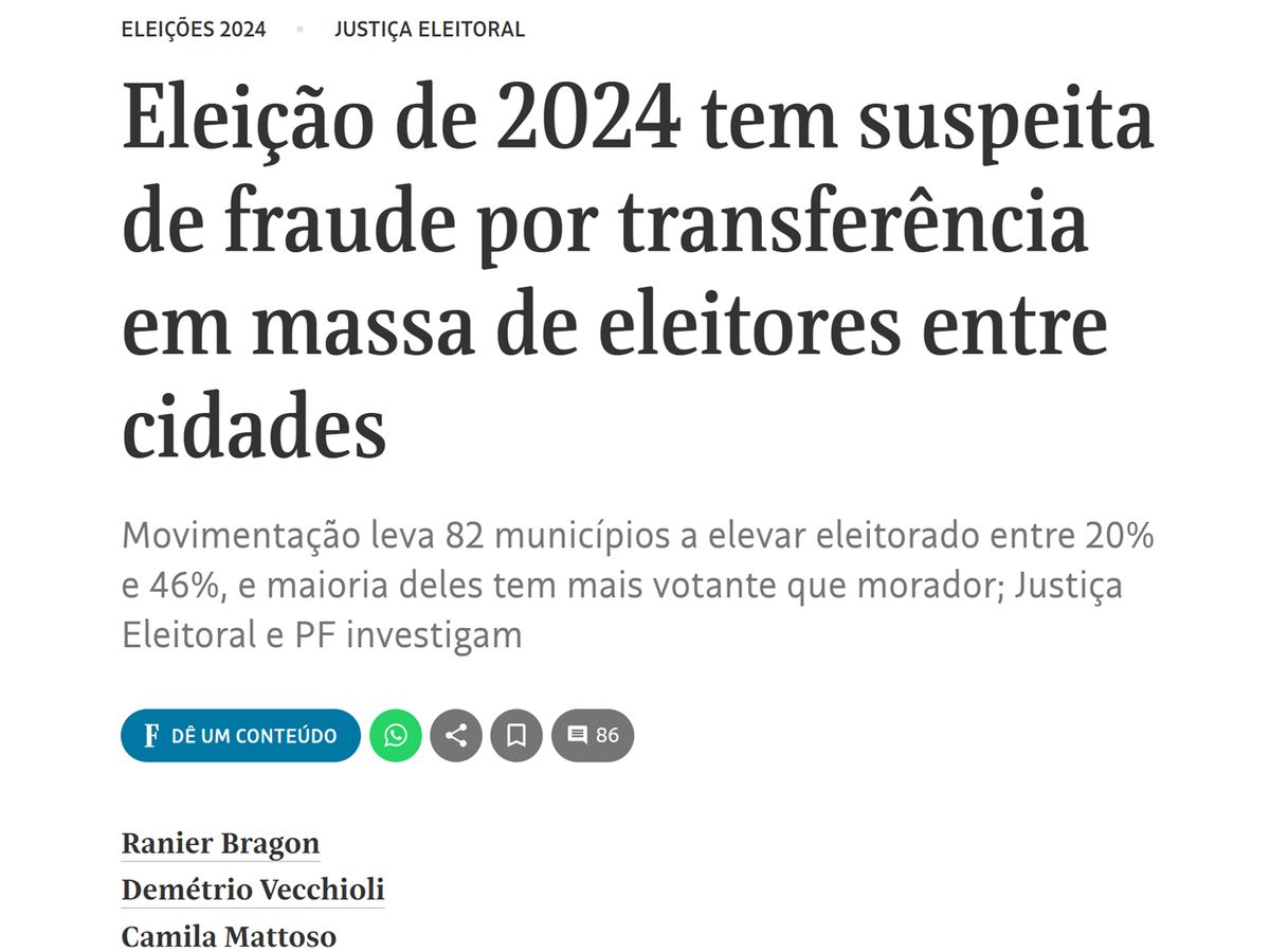 Informe de Folha de S. Paulo. Informe de Folha de S. Paulo.