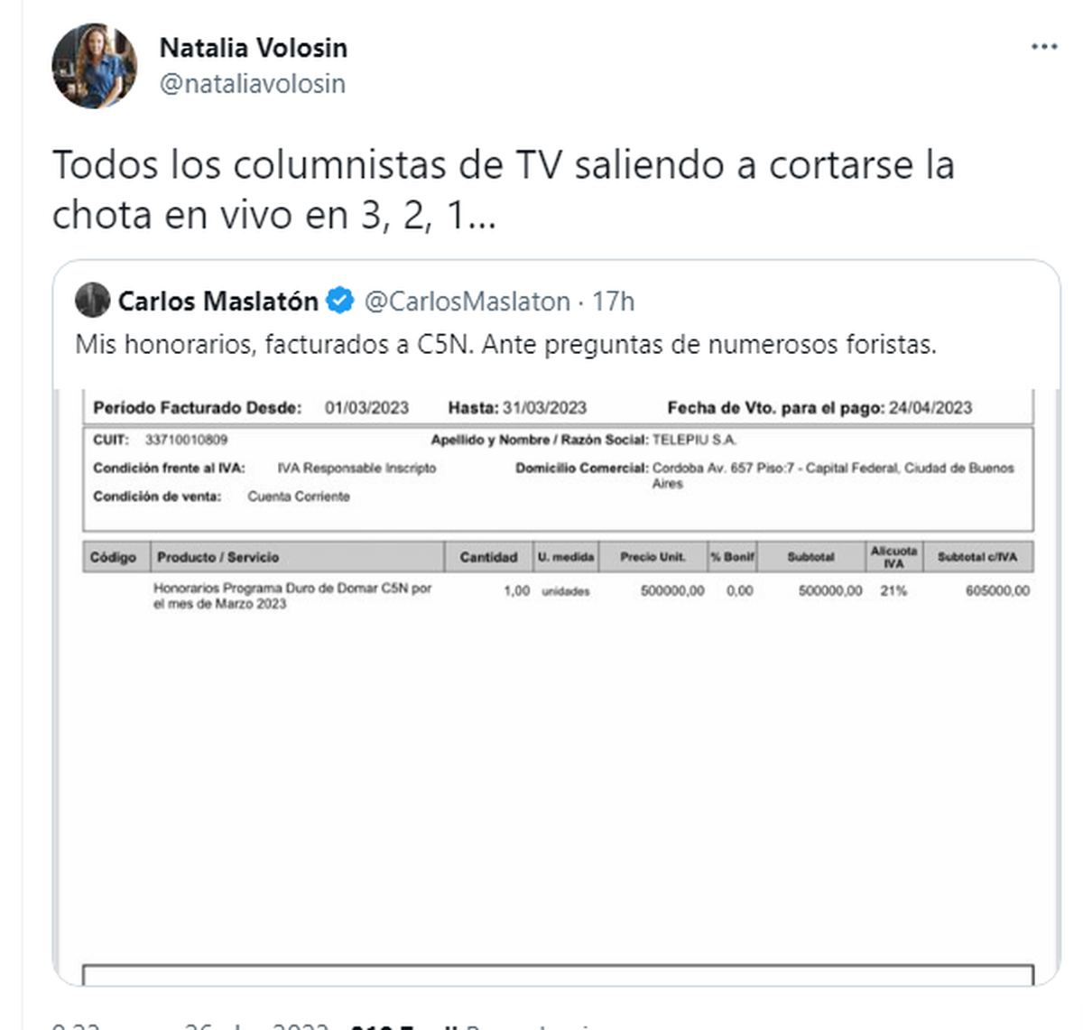 Acá se hubo un intercambio entre ambos.