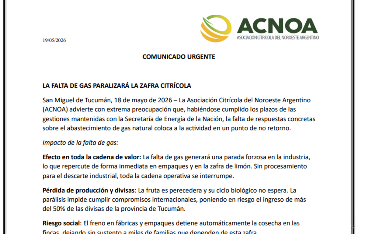 El comunicado de la ACNOA fue titulado El comunicado de la ACNOA fue titulado