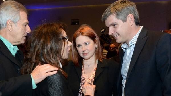 Laplace, Picchio y Andrea del Boca en un acto con Marcos Peña