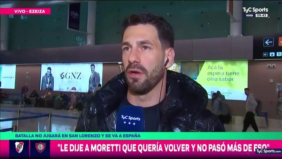 Elarquero Augusto Batalla disparó contra el presidente de San Lorenzo, MarceloMoretti, por no permitir su vuelta a Boedo pero el club lo desmintió.&nbsp; (Foto: Captura TV)