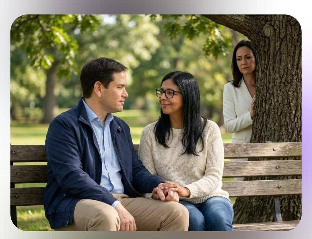 Marco Rubioi, secretario de Estado de Trump, Delcy Rodríguez y María Corina Machado