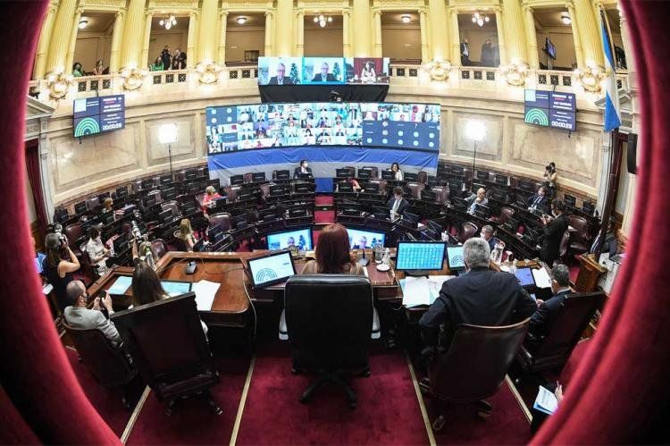 Cristina Fernández preside la sesión de la la Cámara de Senadores que trata la ley de interrupción voluntaria del embarazo. Foto: NA.