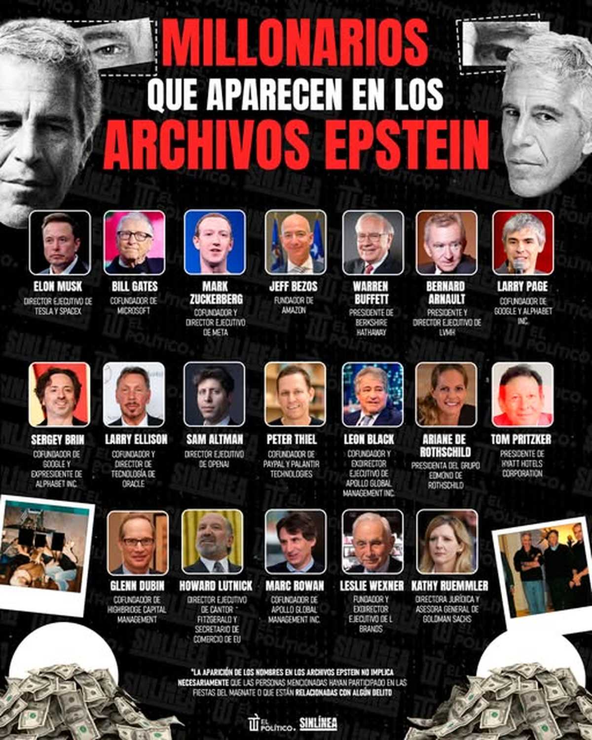 Ariane de Rothschild (2da fila; 6to lugar en la imagen) asumió la dirección del banco suizo en medio de una crisis financiera y legal, confiando en Epstein como su principal asesor y confidente personal. Ariane de Rothschild (2da fila; 6to lugar en la imagen) asumió la dirección del banco suizo en medio de una crisis financiera y legal, confiando en Epstein como su principal asesor y confidente personal.