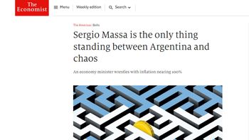 Para The Economist, Massa es lo único que se interpone entre Argentina y el caos. Para The Economist, Massa es lo único que se interpone entre Argentina y el caos.
