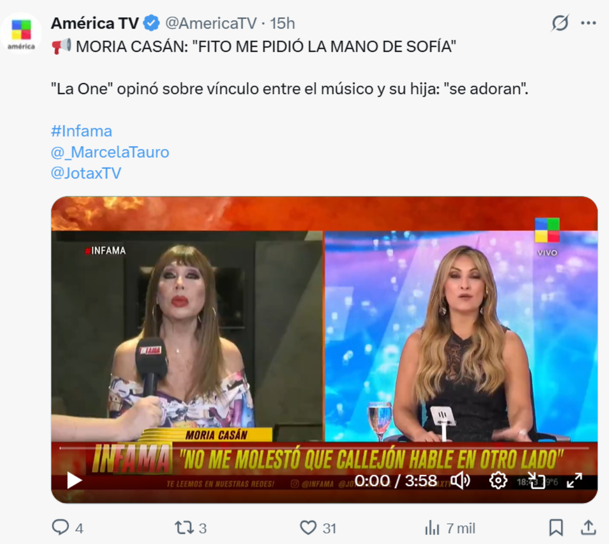 Moria Casán contó que Fito Páez le preguntó por su hija. Moria Casán contó que Fito Páez le preguntó por su hija.