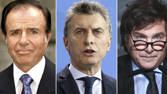 Carlos Menem, Mauricio Macri y Javier Milei