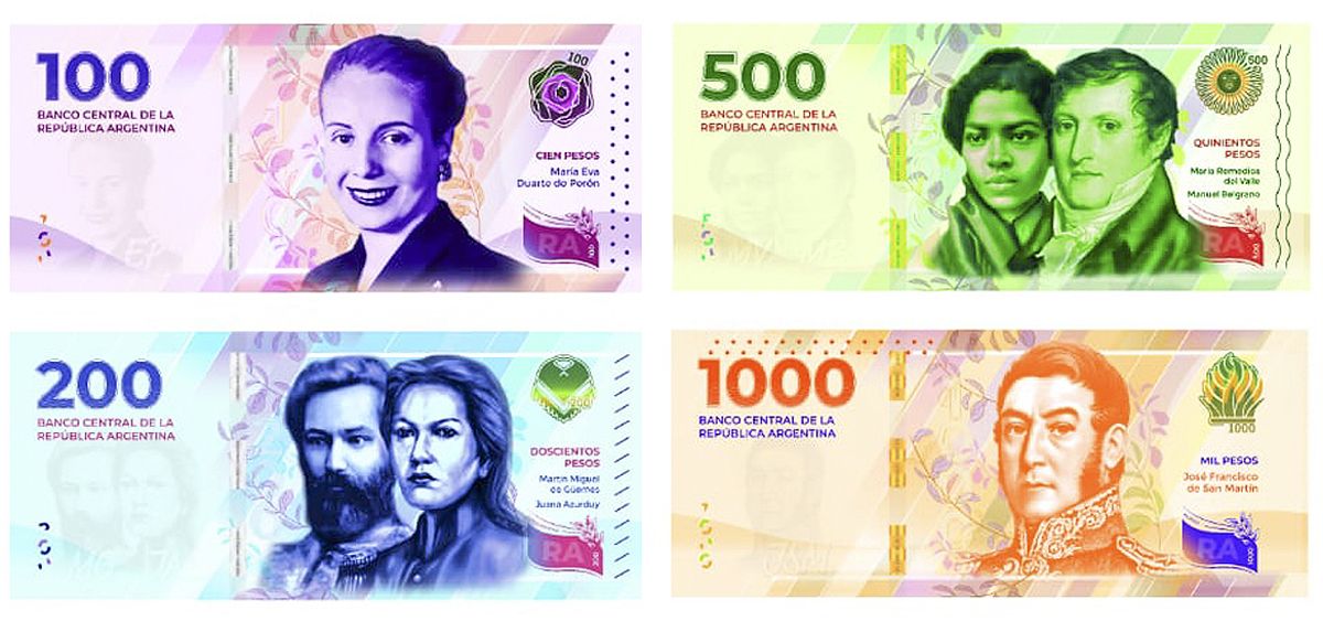 Nueva familia de billetes con José de San Martín en el de máxima nominación.