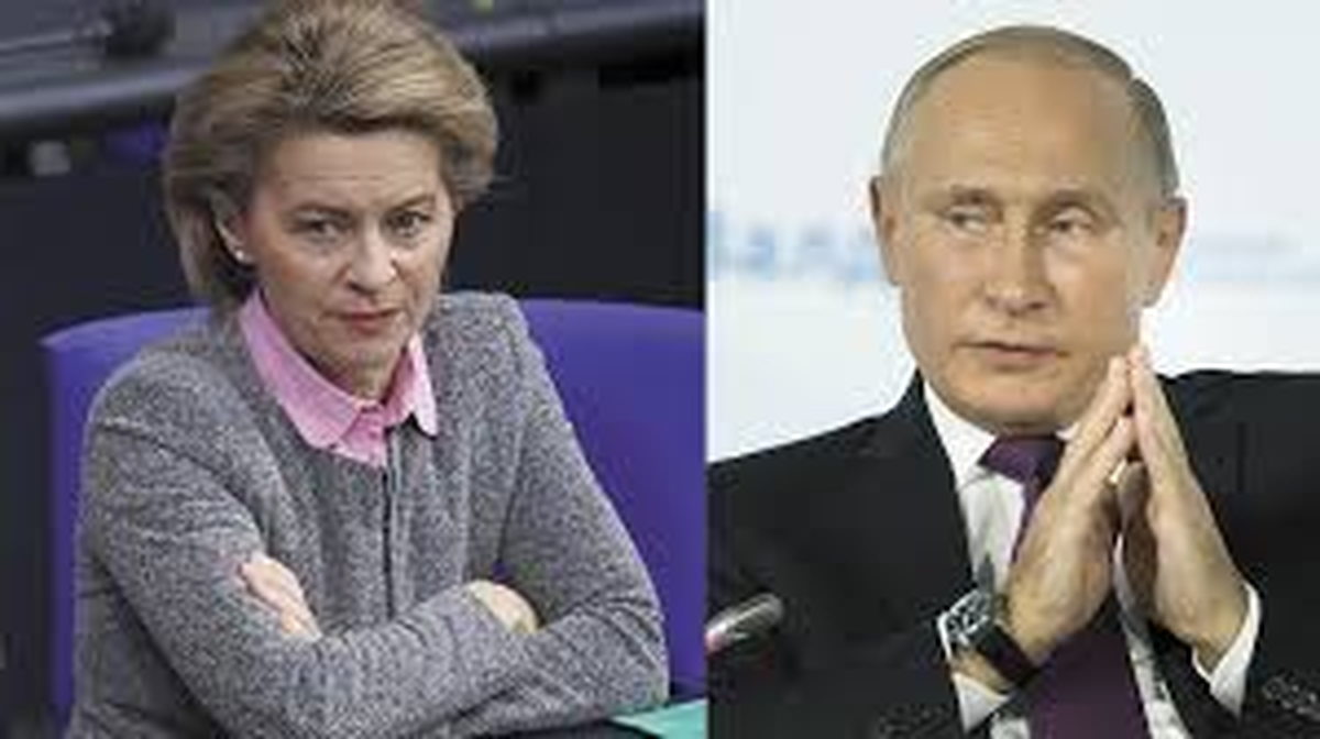 La presidenta de la Comisión Europea, Ursula von der Leyen, y Vladimir Putin, el mandatario de Rusia | GENTILEZA EFE La presidenta de la Comisión Europea, Ursula von der Leyen, y Vladimir Putin, el mandatario de Rusia | GENTILEZA EFE