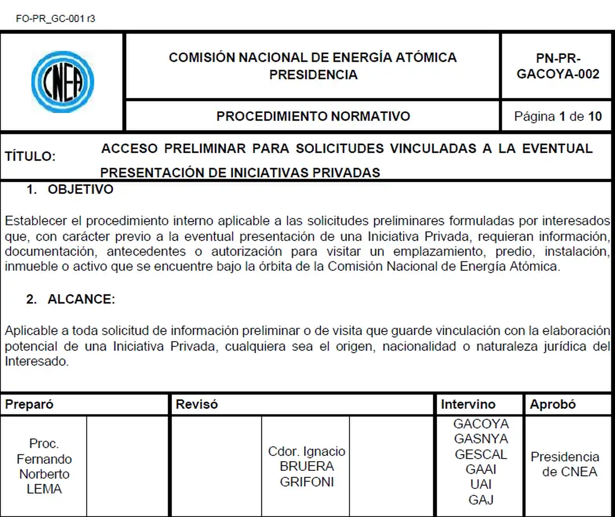 Imagen del documento de la CNEA difundida por El Destape. Imagen del documento de la CNEA difundida por El Destape.