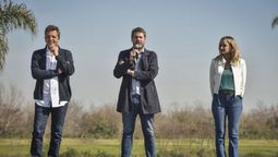 Sergio Massa, Matías Lammens y Malena Galmarini en Tigre.&nbsp;