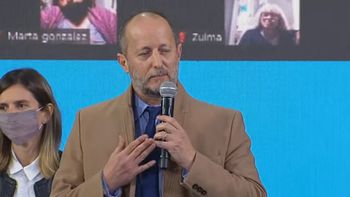 Martín Insaurralde este martes en el acto de Alberto Fernández. Imagen: Captura. Martín Insaurralde este martes en el acto de Alberto Fernández. Imagen: Captura.