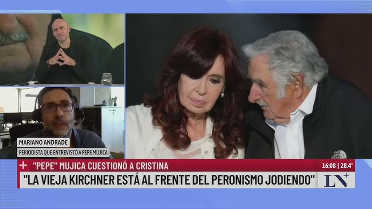 Captura de pantalla que da cuenta de las palabras de Mujica contra Cristina Fernández| Gentileza La Nación + Captura de pantalla que da cuenta de las palabras de Mujica contra Cristina Fernández| Gentileza La Nación +