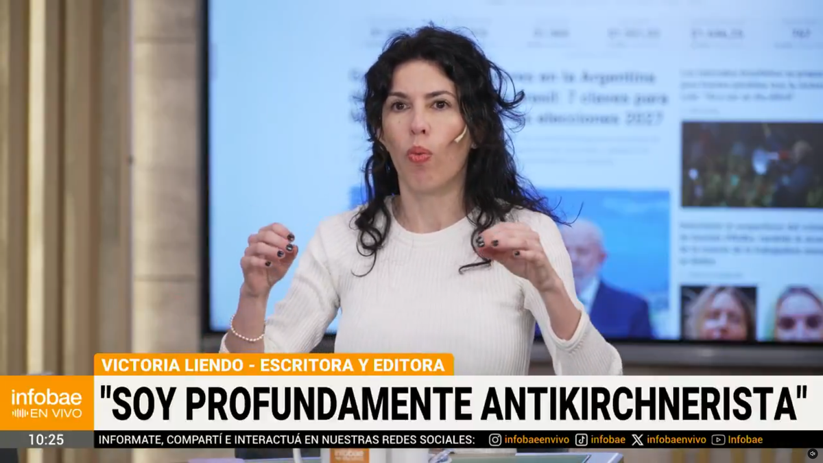 Victoria Liendo relativiz&oacute; la frase de Milei sobre quemar periodistas en la hoguera porque, seg&uacute;n sostuvo, no fue directa. Foto: Captura Infobae en Vivo