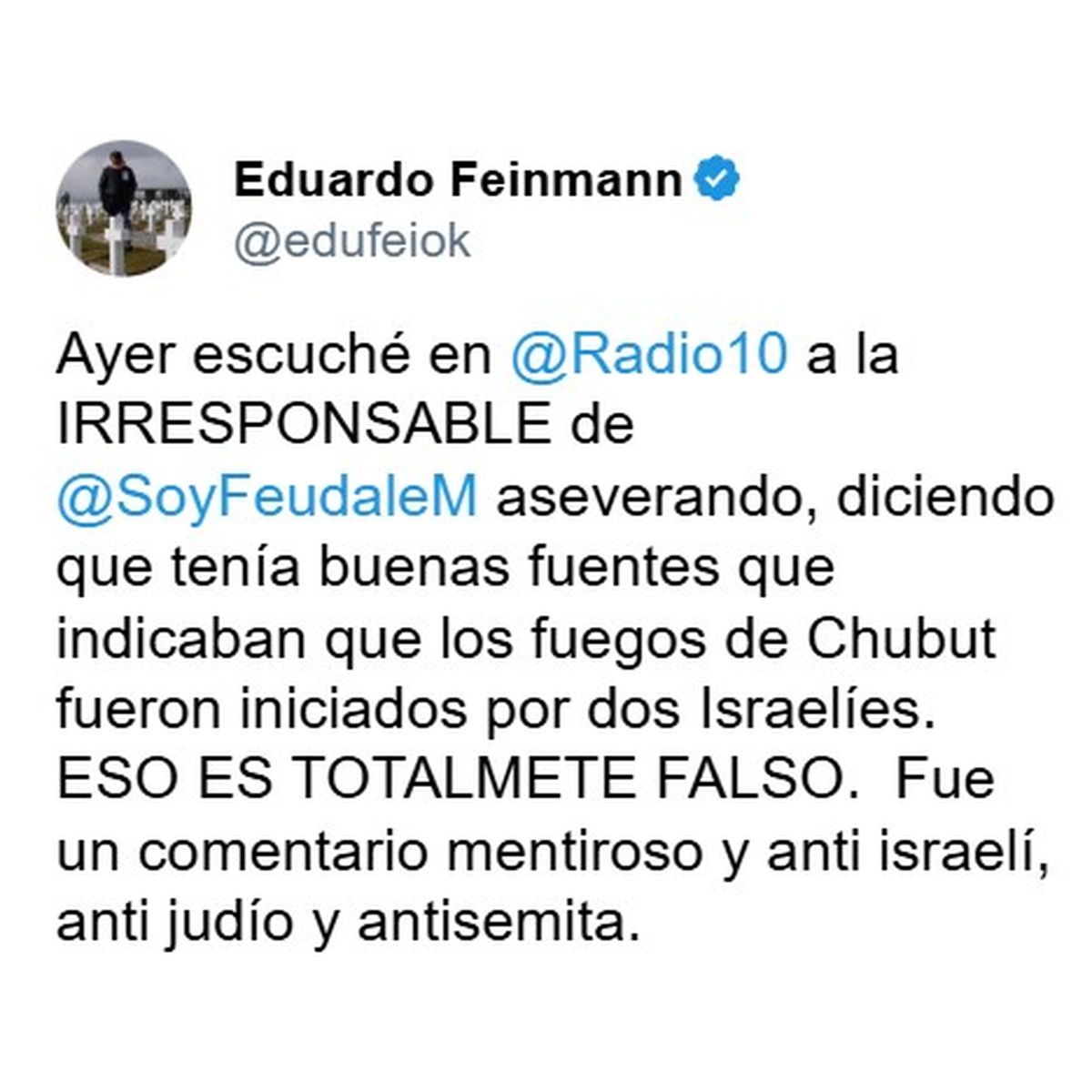 La frase de Marcela Feudale sobre "dos israelíes" desató una tormenta mediática, con Eduardo Feinmann tildándola de antisemita y la DAIA saliendo a desmentir y explicar el origen falso. La frase de Marcela Feudale sobre "dos israelíes" desató una tormenta mediática, con Eduardo Feinmann tildándola de antisemita y la DAIA saliendo a desmentir y explicar el origen falso.