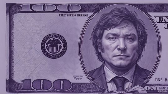 US$ 100 de color violeta onda La Libertad Avanza. US$ 100 de color violeta onda La Libertad Avanza.