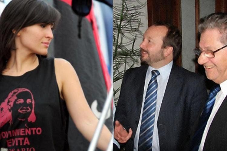 Mariana Robustelli, del Movimiento Evita, y José María Tessa junto a su jefe político, Martín Sabbatella. ¿A quién le corresponde la banca que dejó Bielsa?